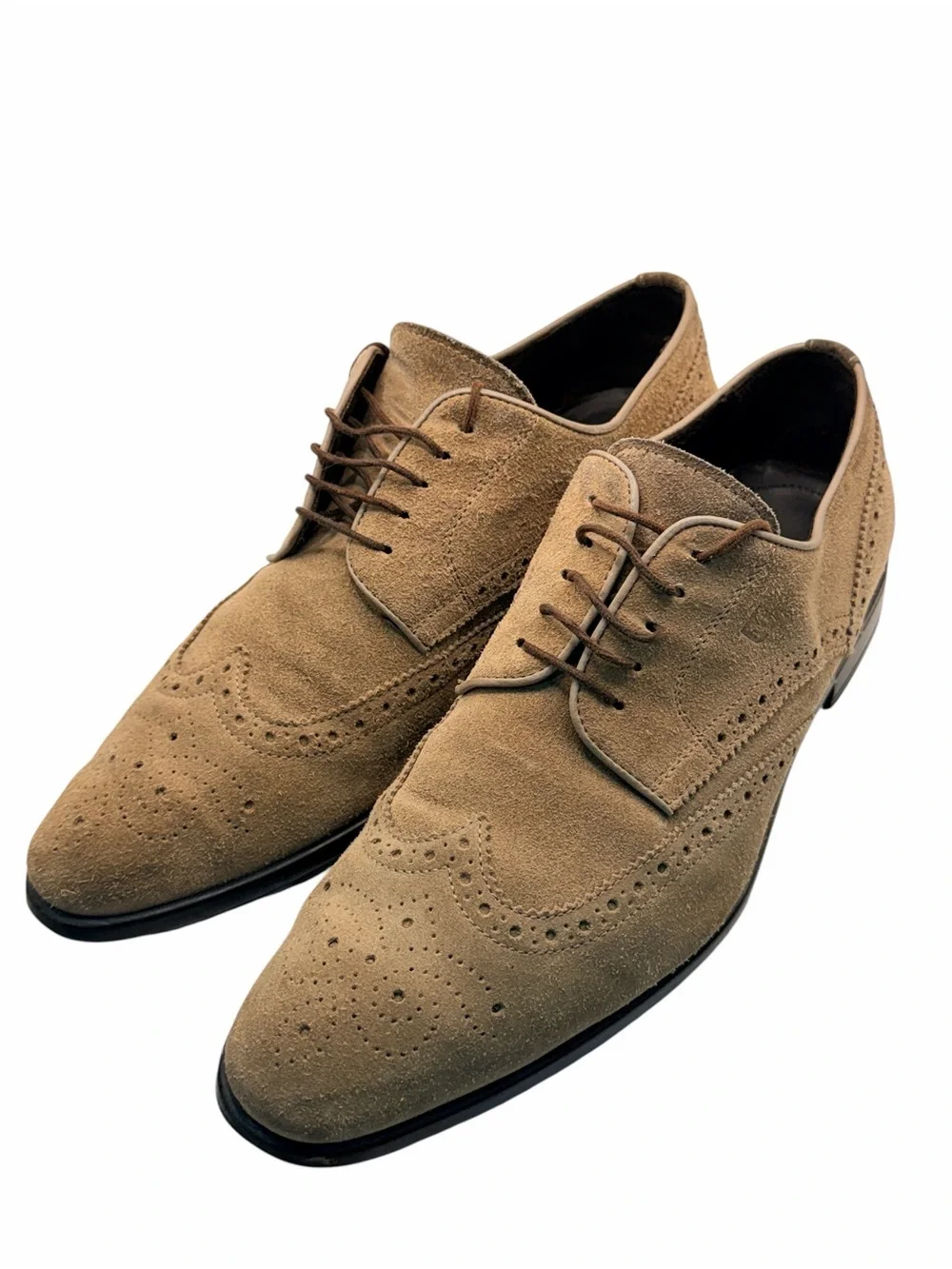 Johnston & Murphy Men’s Size 11M Tan Suede Wingtip Brogue Oxford Dress Shoes